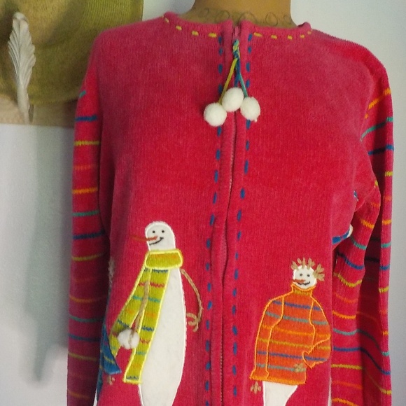 Red Snowman Cardigan Sweater - Picture 2 of 7